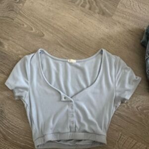 Garage blue button up crop top size small/xs